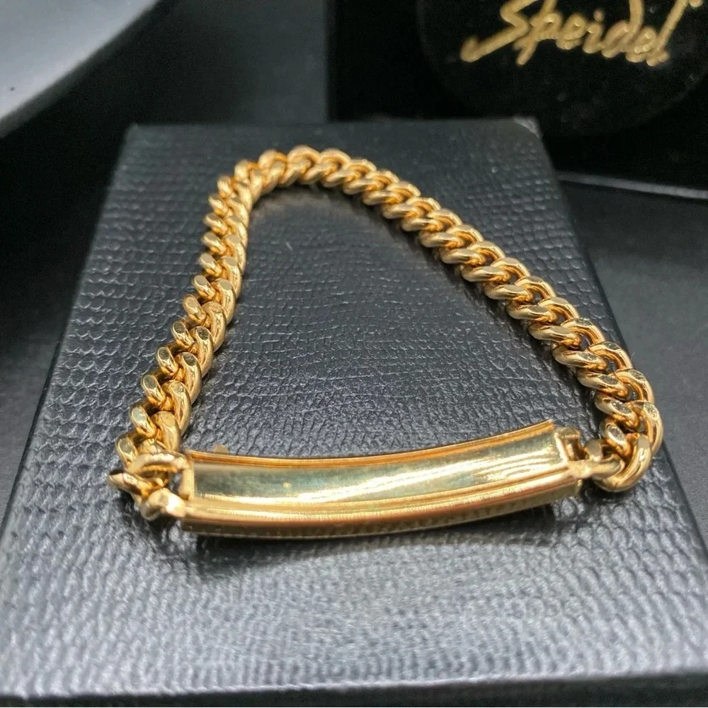 Speidel Gold Plated ID Bracelet Engraved Susie with Wide Cable Link Chain